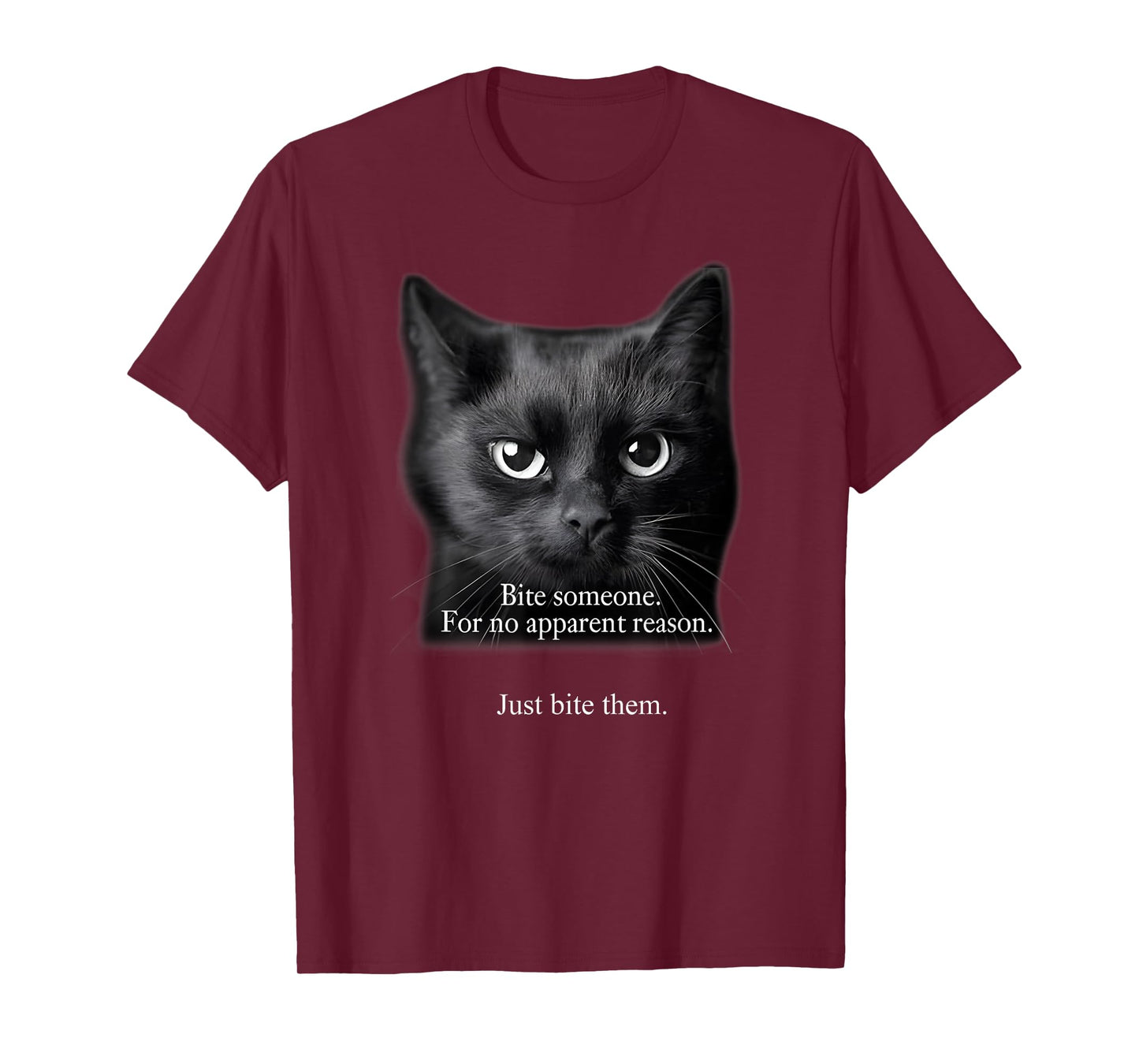 Bite Someone For No Apparent Reason Funny Black Cat Saying T-Shirt