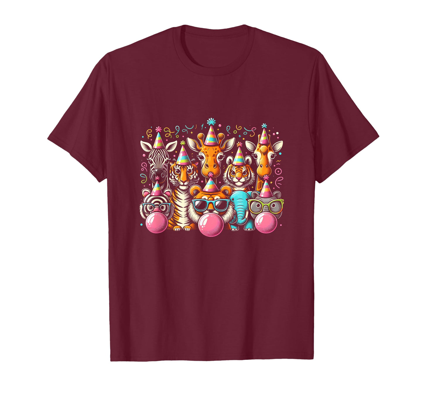 Animals Wildlife Birthday Zoo Day Animals Blowing Bubble Gum T-Shirt