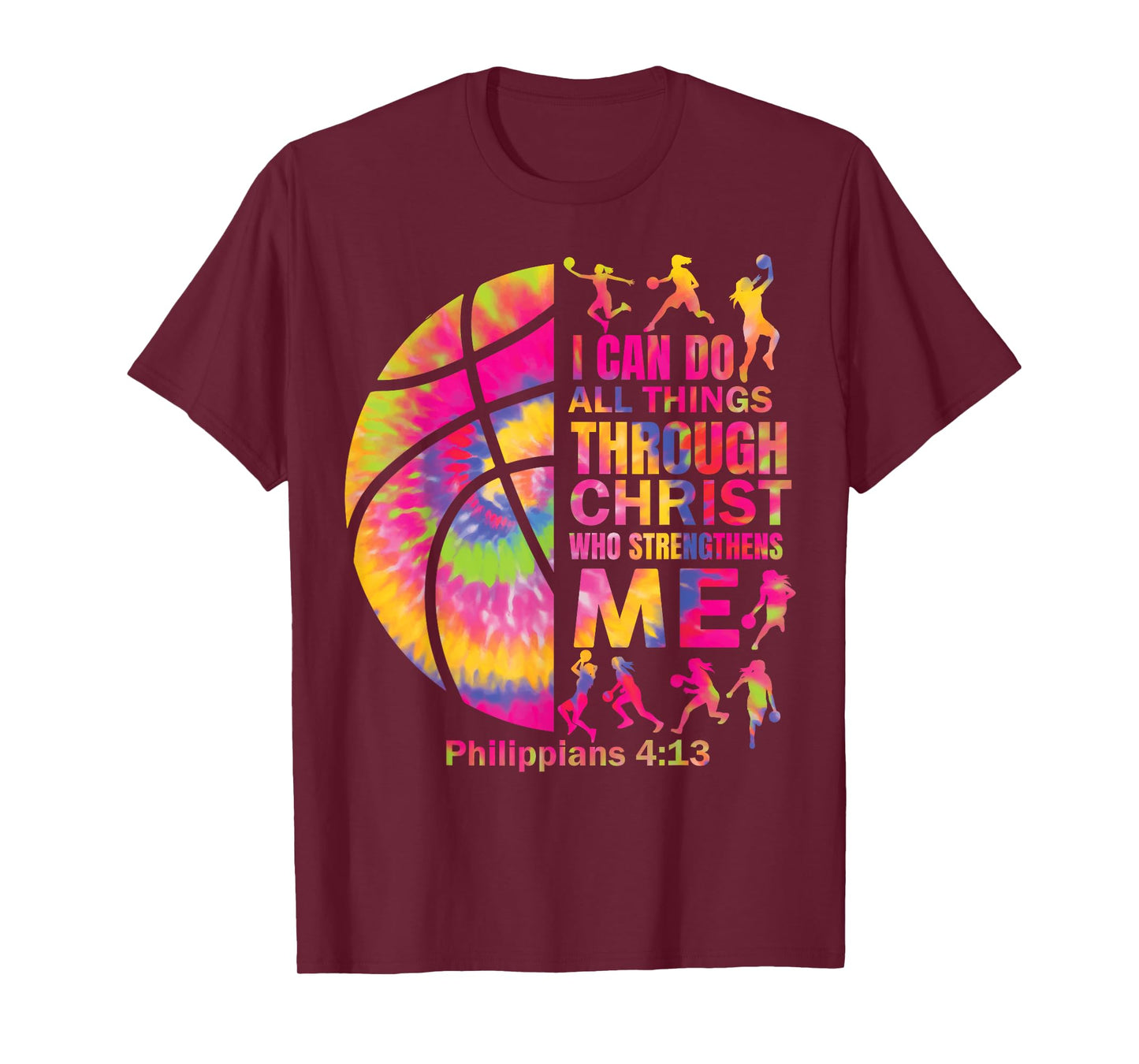 Girls Christian Basketball Women Teen Kid Christ Bible Verse T-Shirt