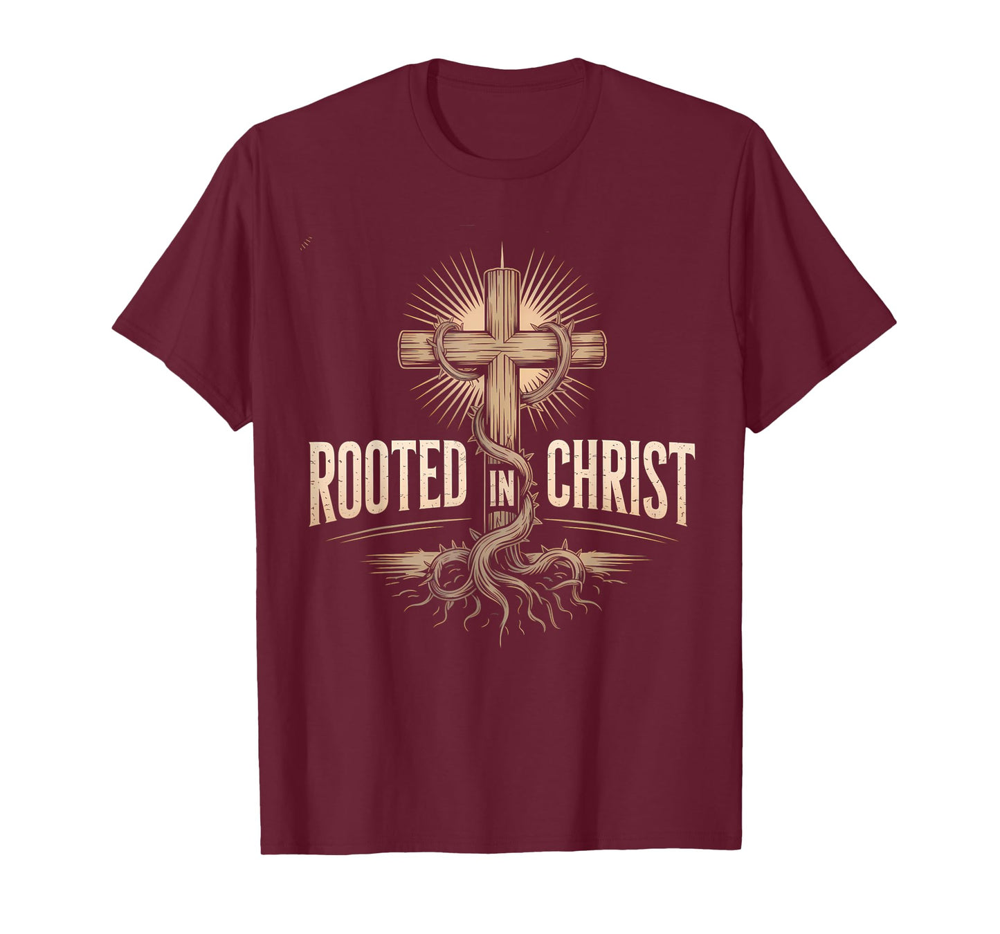Rooted in Christ Jesus Cross Christian Faith T-Shirt