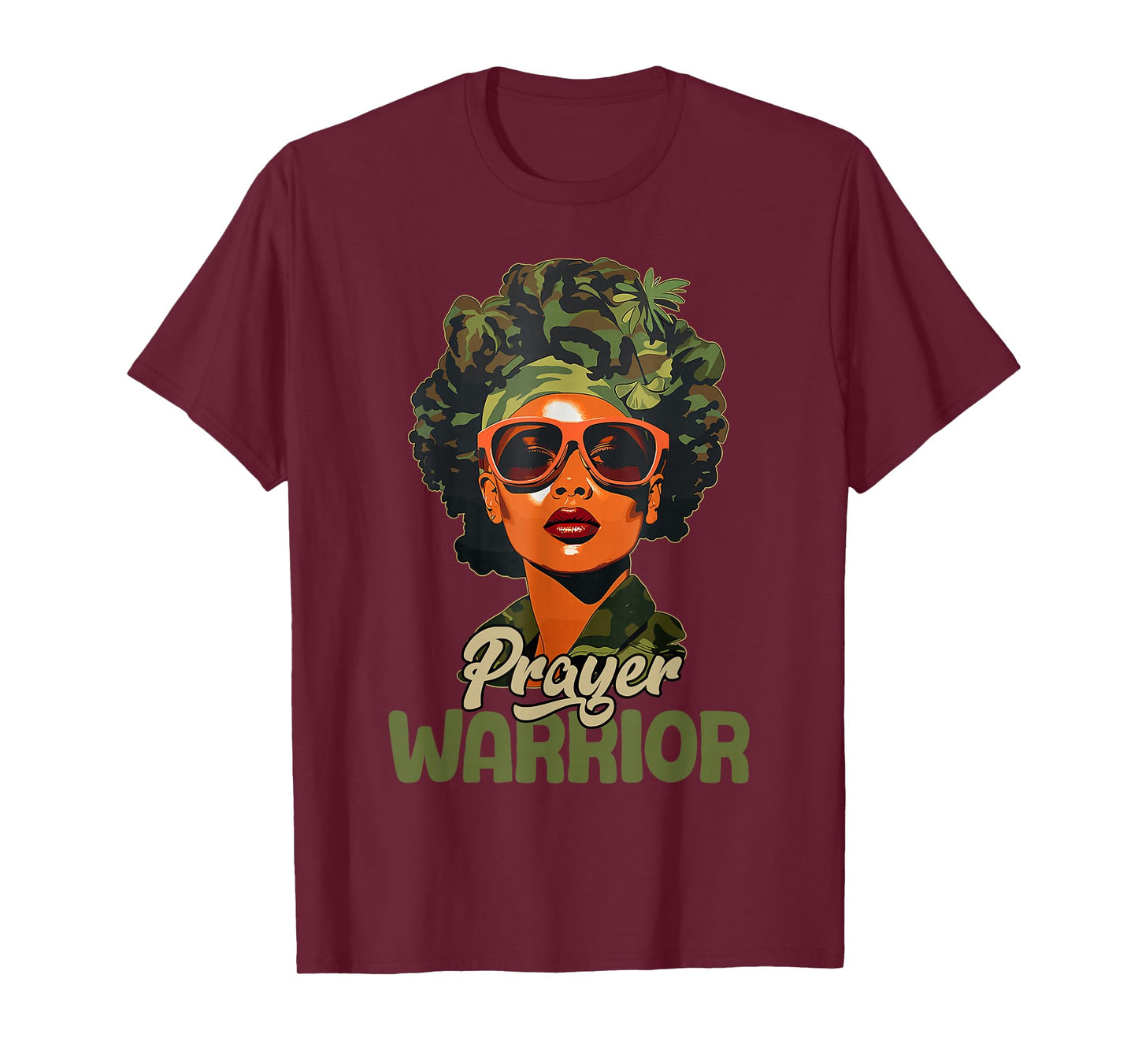 Praying Black Woman Afro Christian Sayings Prayer Warrior T-Shirt