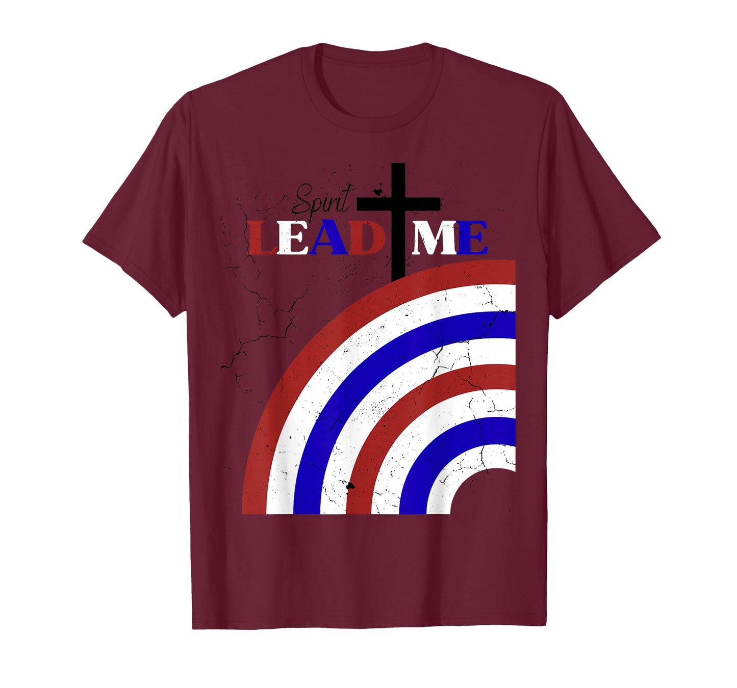 Spirit Lead Me Patriotic Distressed Red White Blue Design T-Shirt
