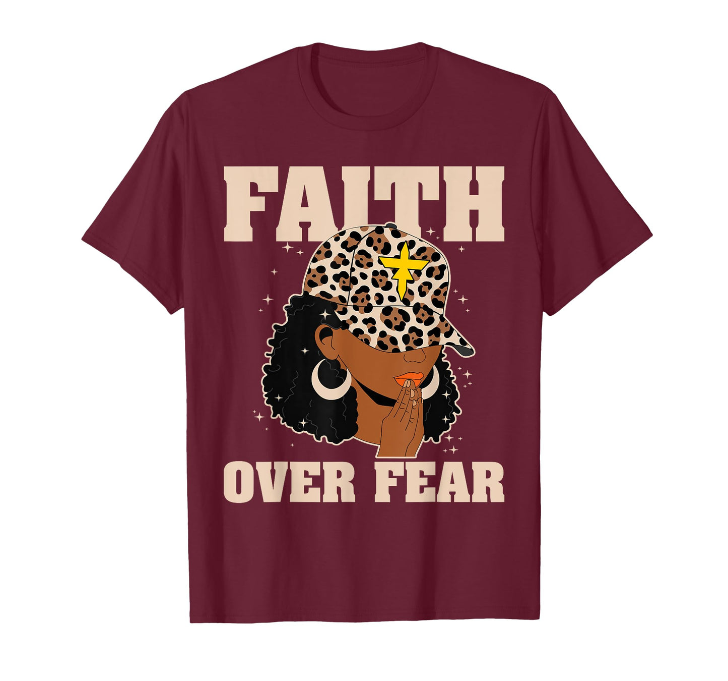 Faith Over Fear Christian African American Afro Black Women T-Shirt