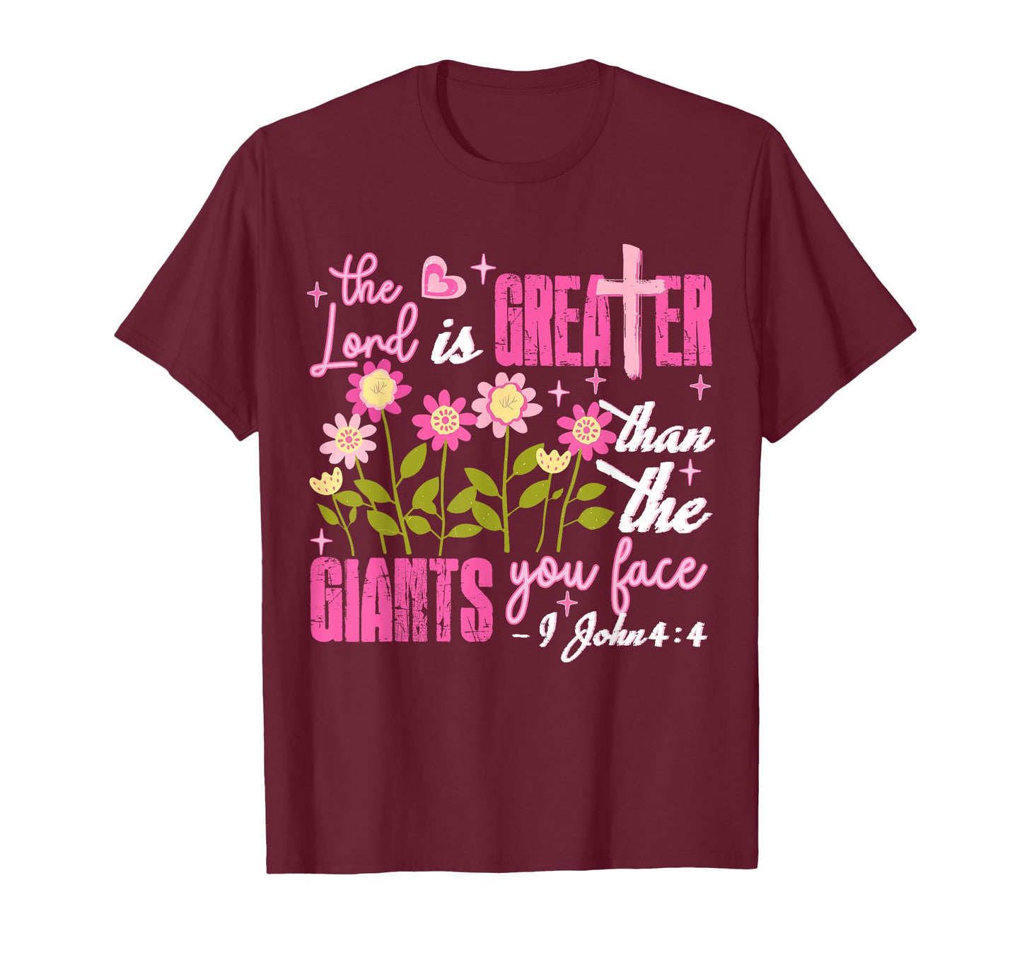 Floral The Lord Is Greater Than The Giants You Face Bible T-Shirt
