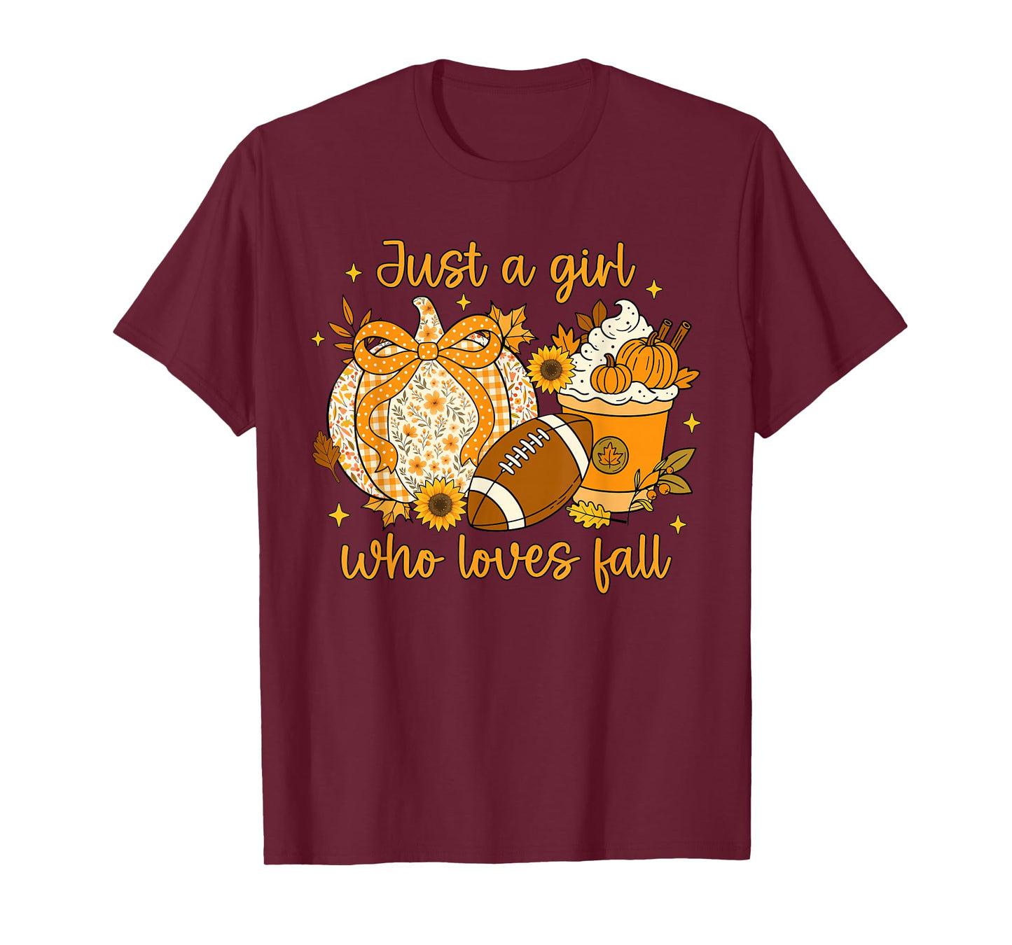 Just A Girl Who Loves Fall Pumpkin Cozy Autumn Women Girls T-Shirt