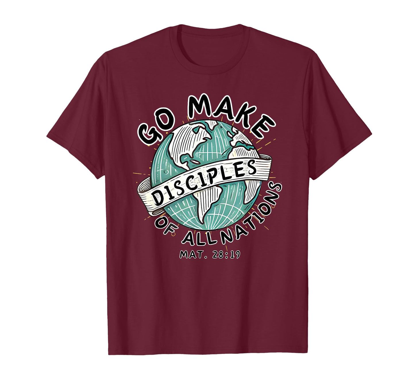 go make disciples of all nations retro world map christian T-Shirt