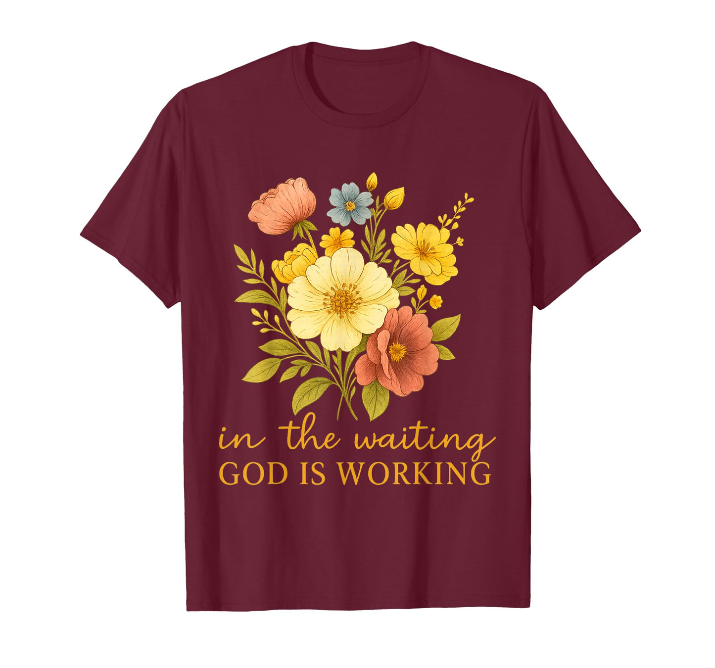 Retro in The Waiting God is Working Faith Jesus Christian T-Shirt