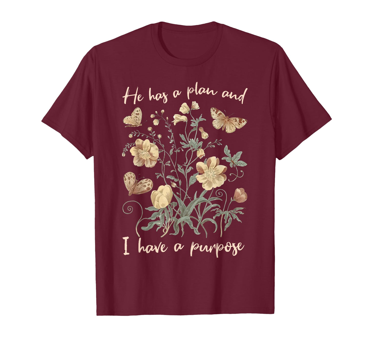 Retro Groovy He Has A Plan And I Have A Purpose Christian T-Shirt