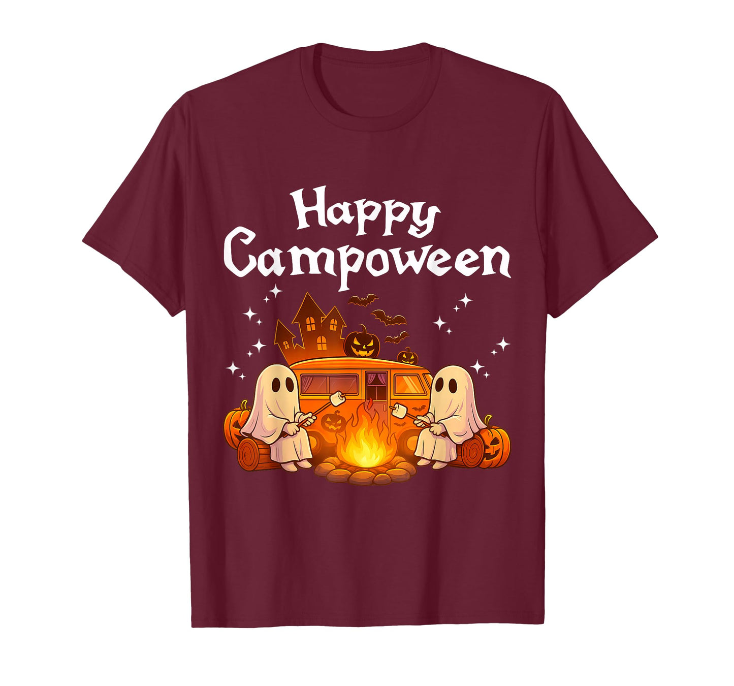 Happy Campoween Spooky Camping Ghosts Halloween Camping T-Shirt