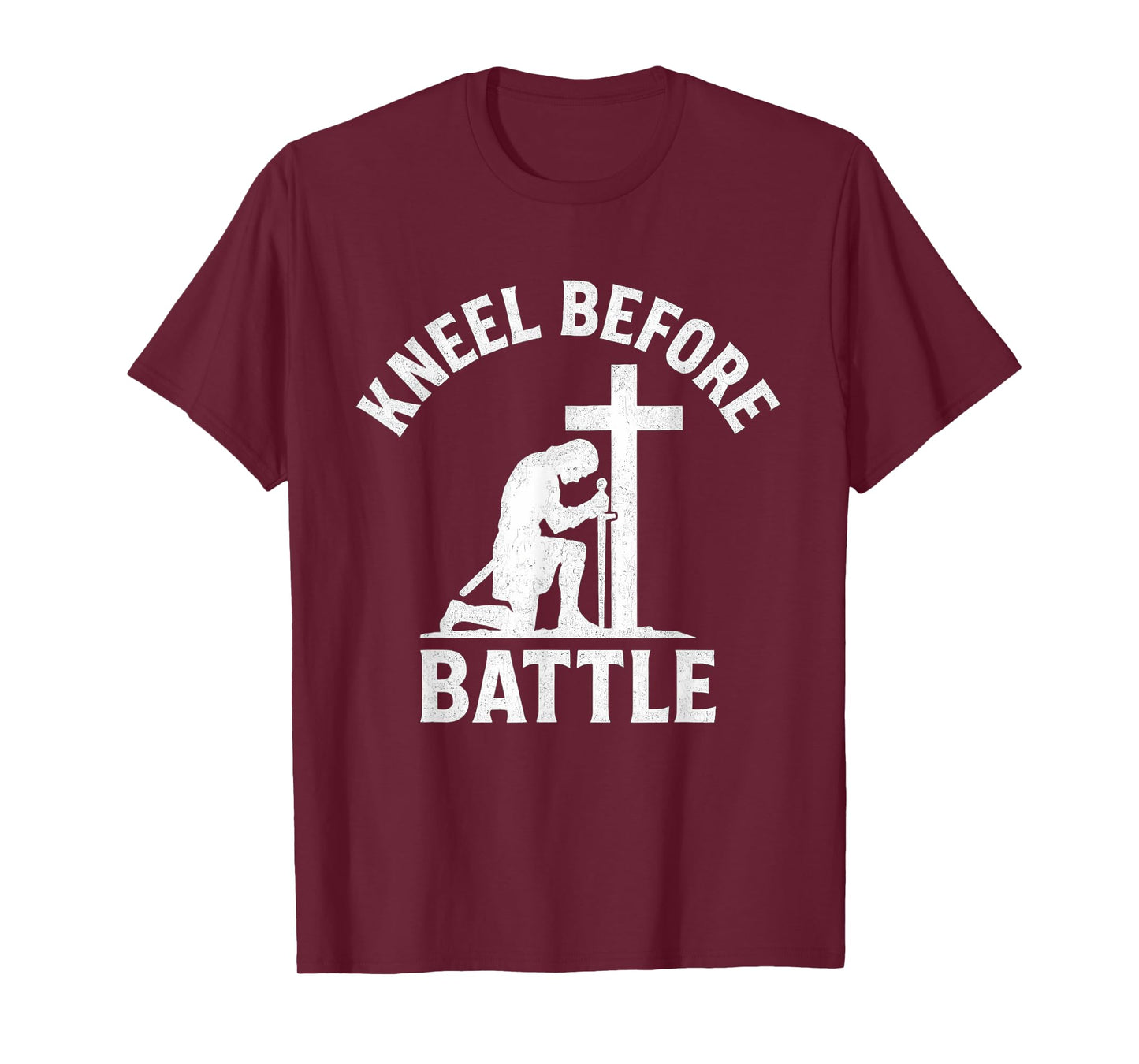 Kneel Before Battle Warrior Cross Christian T-Shirt
