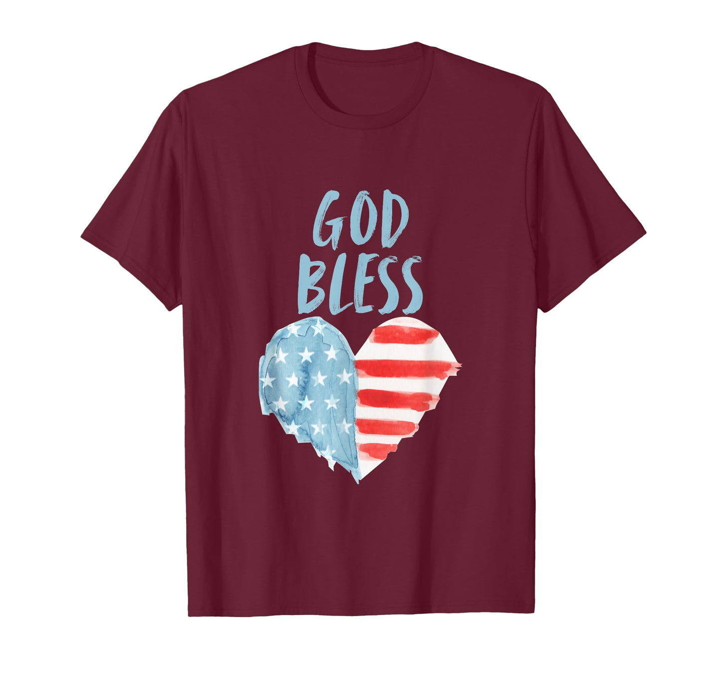 God Bless Heart American Flag Faith Liberty USA T-Shirt