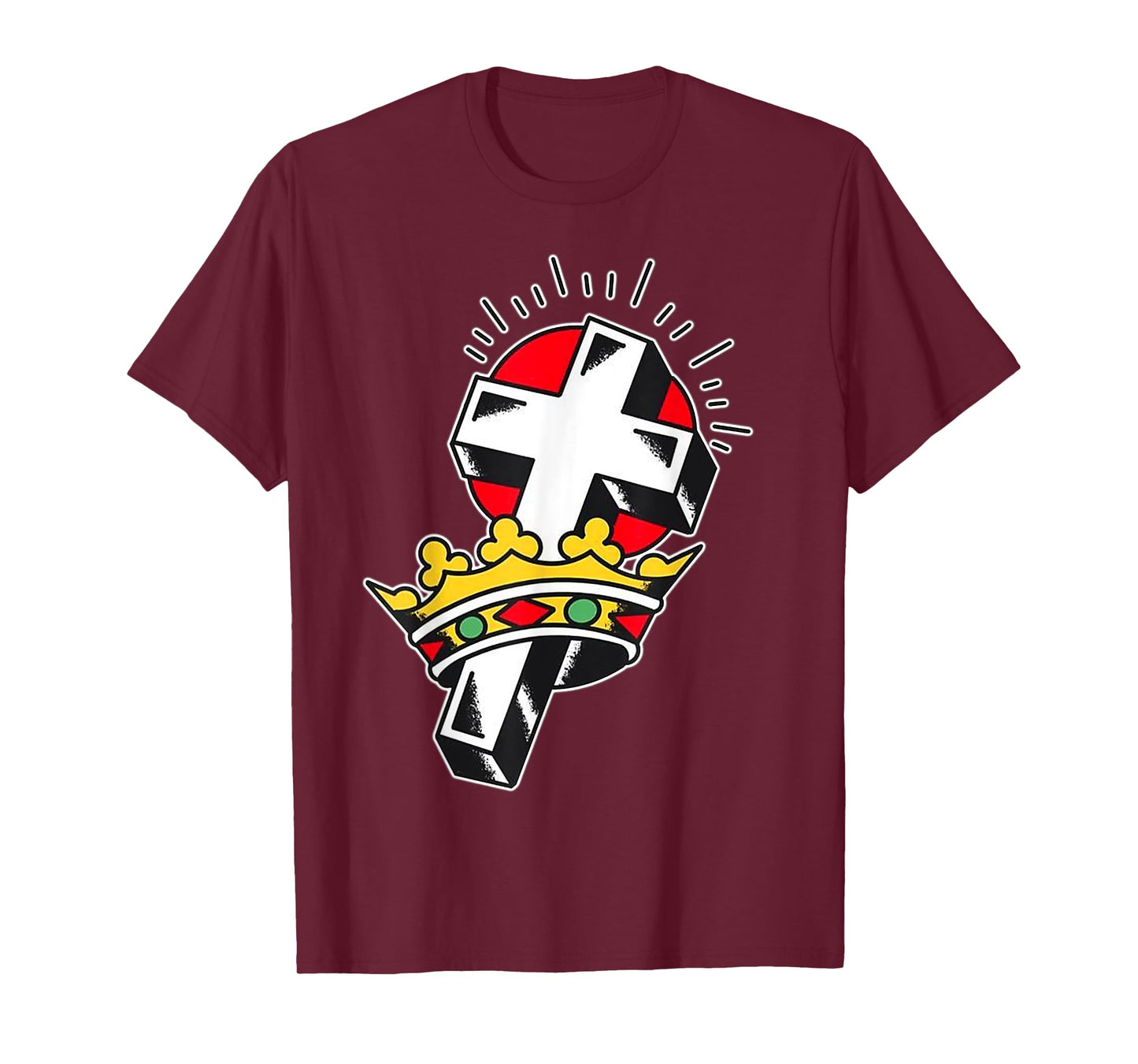 Crown x Crucifix Traditional Tattoo Flash T-Shirt