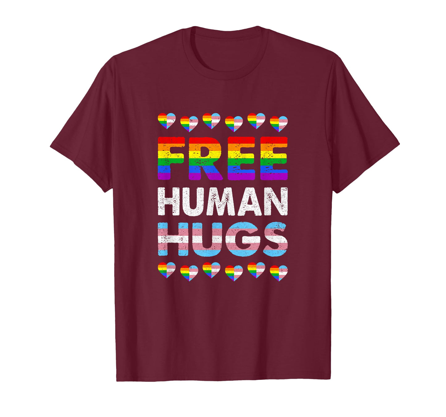 Free Human Hugs Rainbow Lgbtq Gay Pride Month Proud Ally T-Shirt