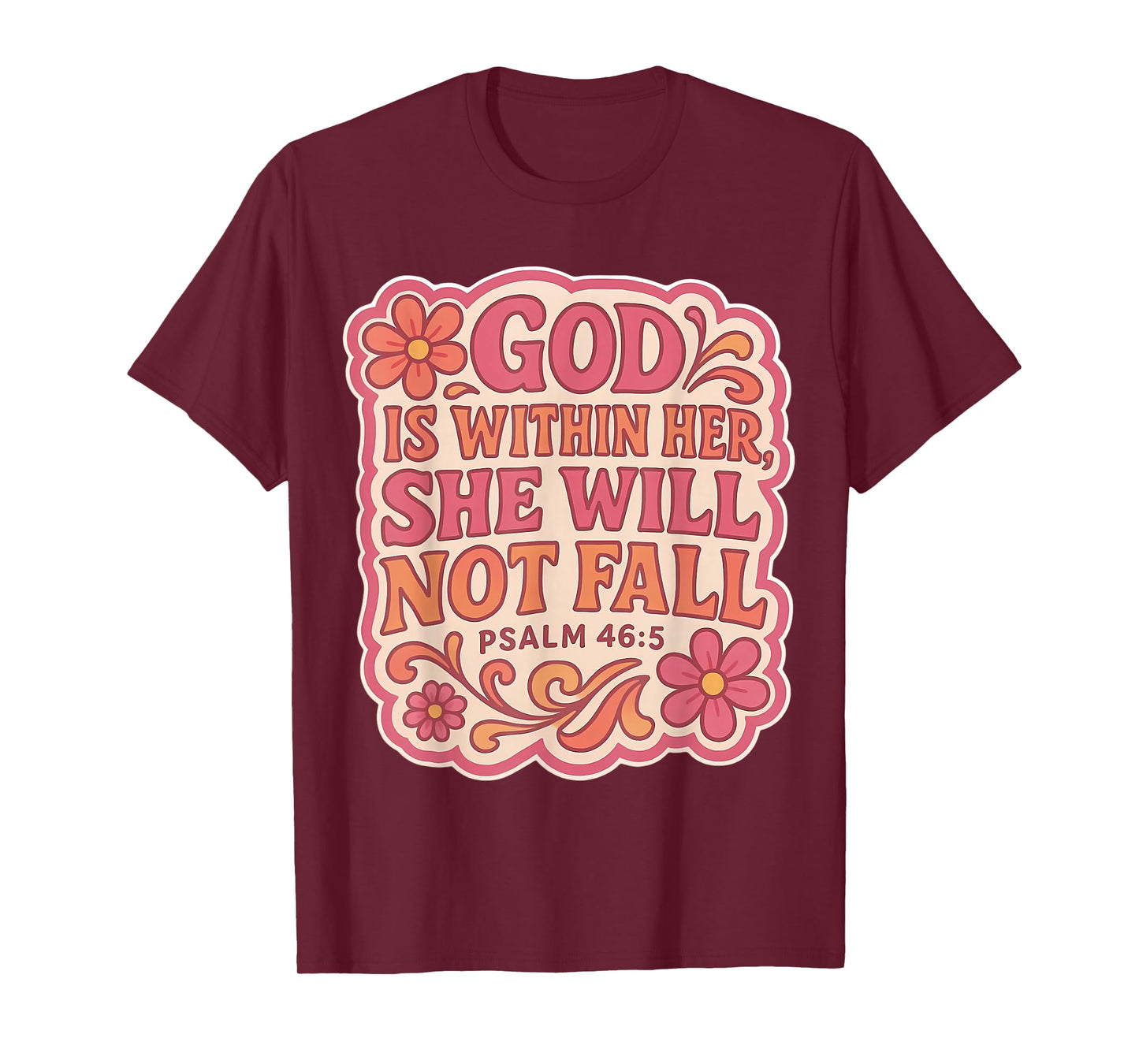 God is Whithin Her She Will Not Fall Christian Vintage Women T-Shirt