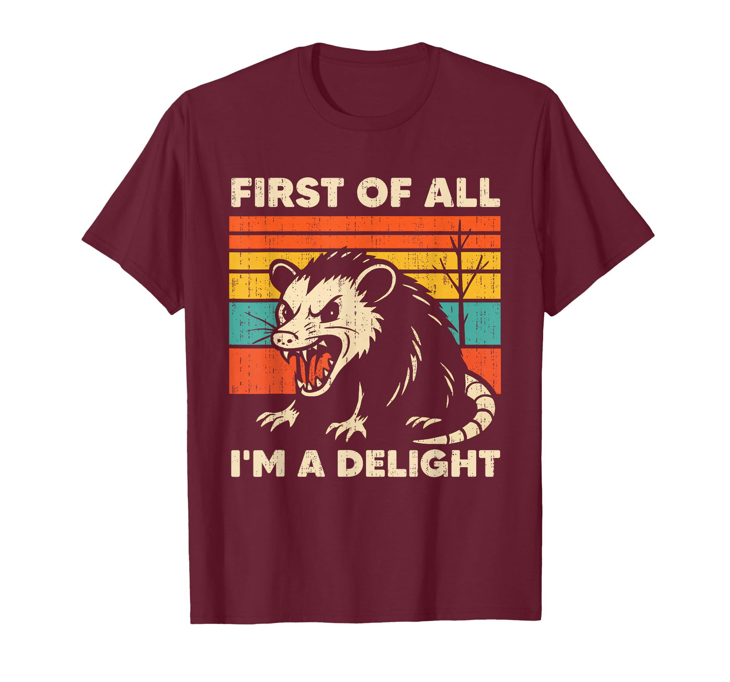 Sarcastic First Of All I'm A Delight Angry Opossum Possum T-Shirt