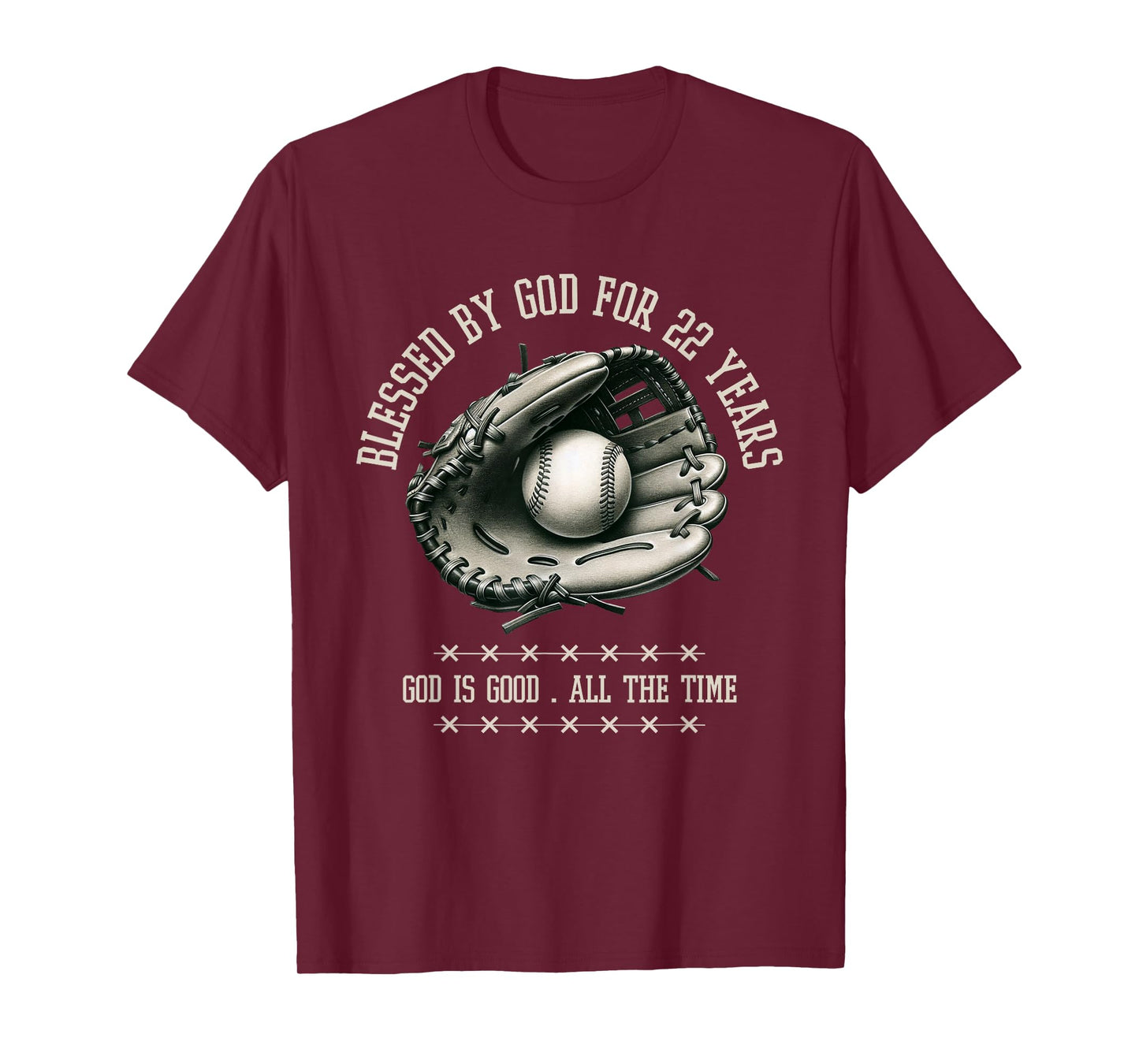 Blessed by God for 22 Years Old Baseball 22nd Birthday Gifts T-Shirt