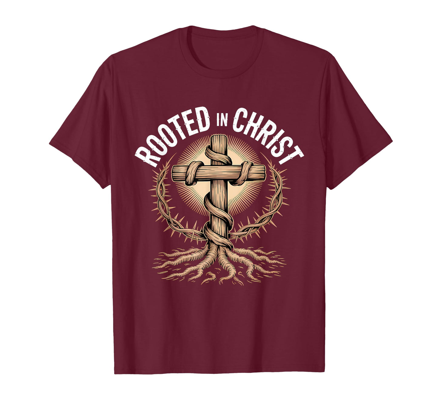 Rooted in Christ Christian Faith Jesus Cross T-Shirt