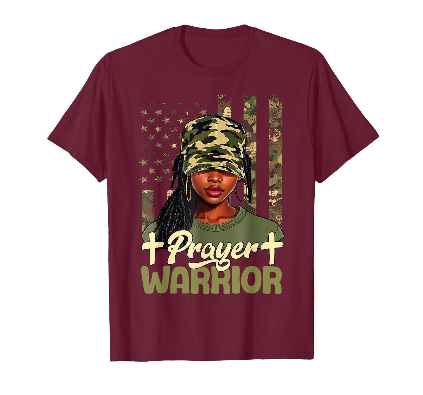 Praying Black Woman Afro Christian Sayings Prayer Warrior T-Shirt