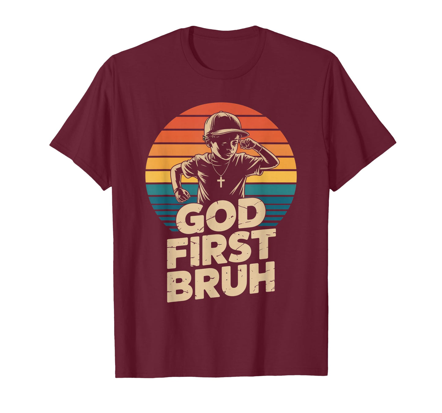 God First Bruh – Christian Kids Retro Dabbing T-Shirt