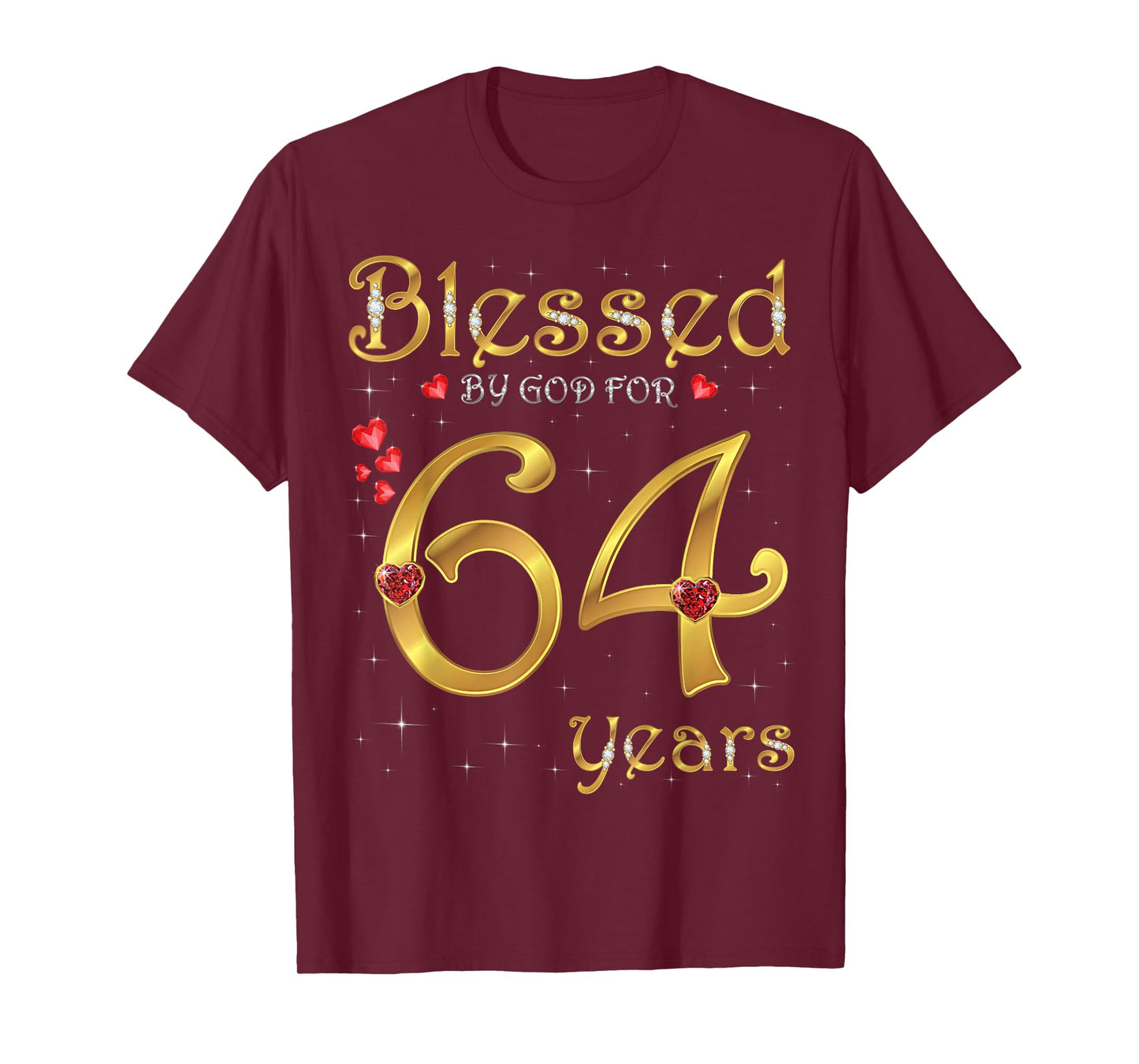 Blessed By God For 64 Years Old 64th Birthday Party Queen T-Shirt