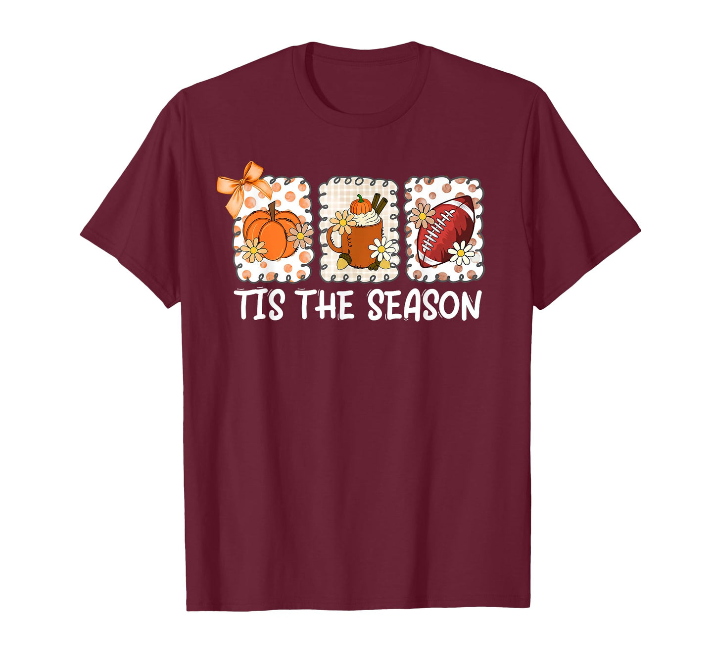 Tis The Season Fall Thanksgiving Pumpkin Spice Football T-Shirt