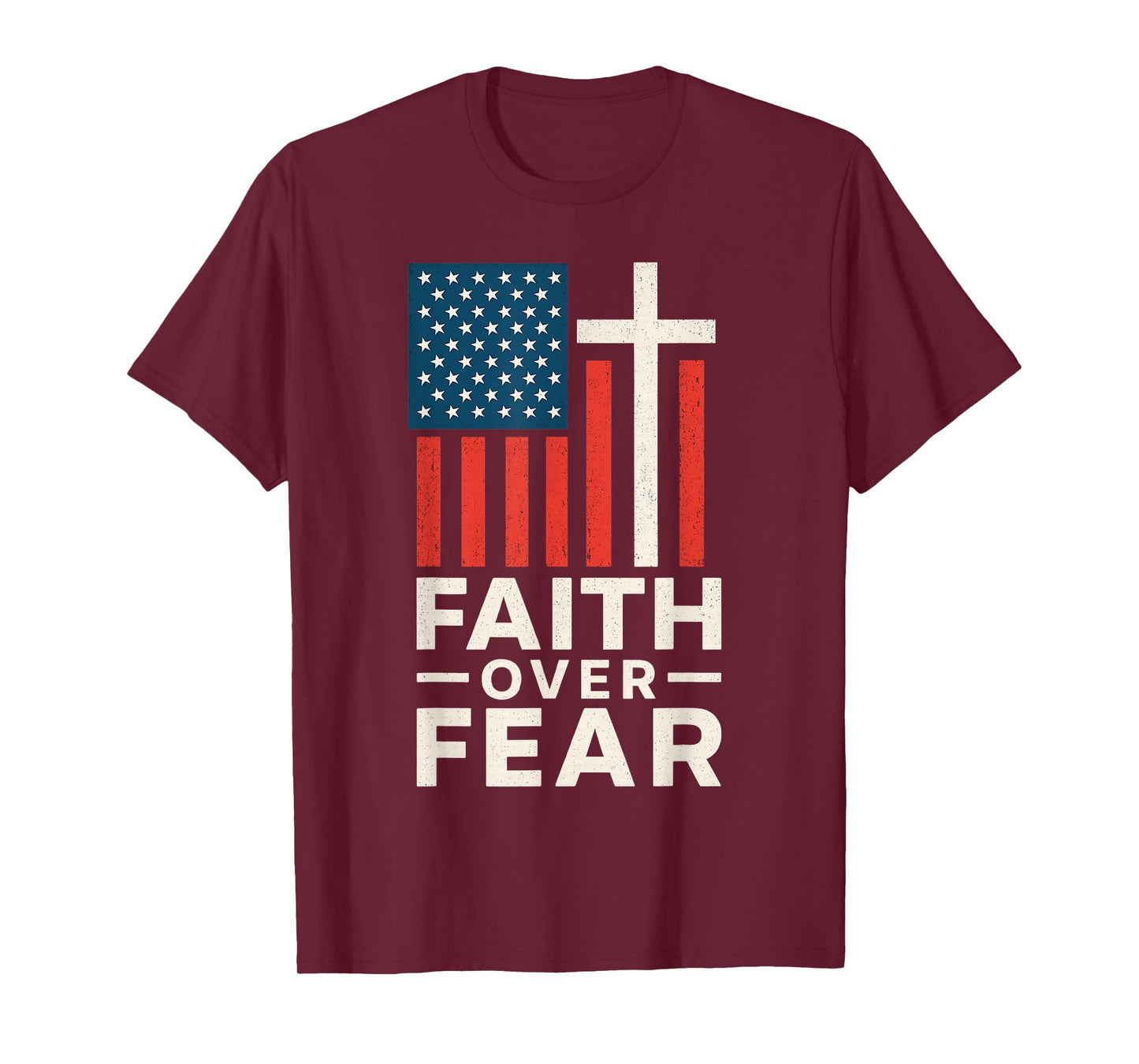 America Pride Us Flag Faith Over Fear Prayer T-Shirt