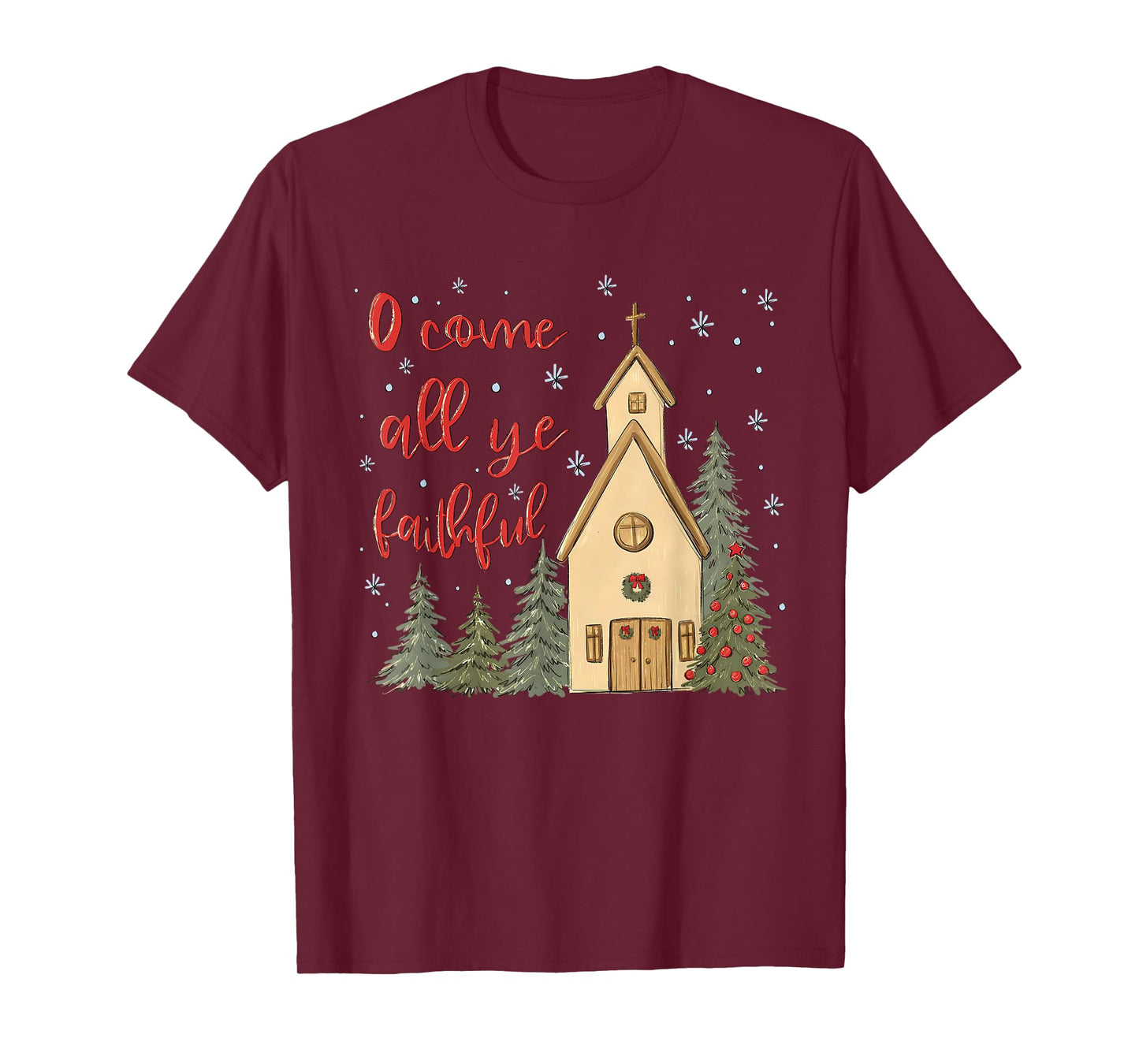 Vintage O Come All Ye Faithful Religious Christian Christmas T-Shirt