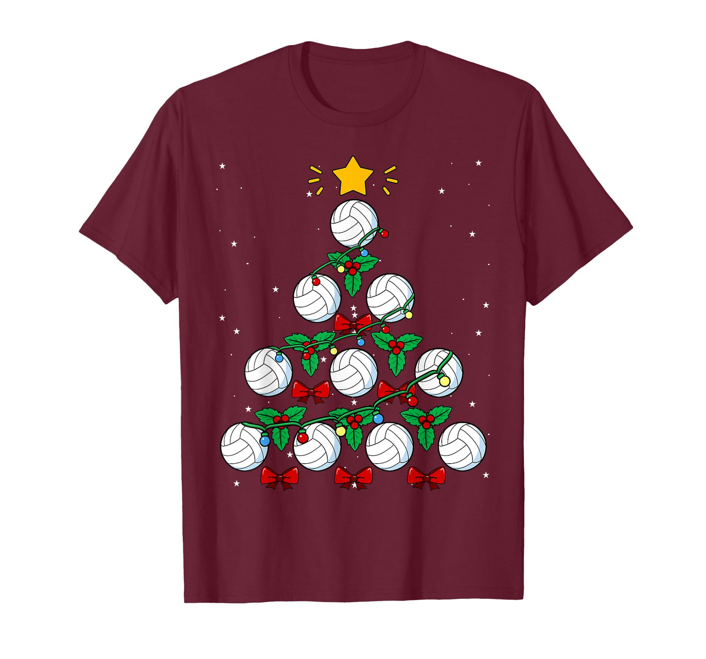 Volleyball Christmas Tree Ball Team Sports Coach Player Game T-Shirt