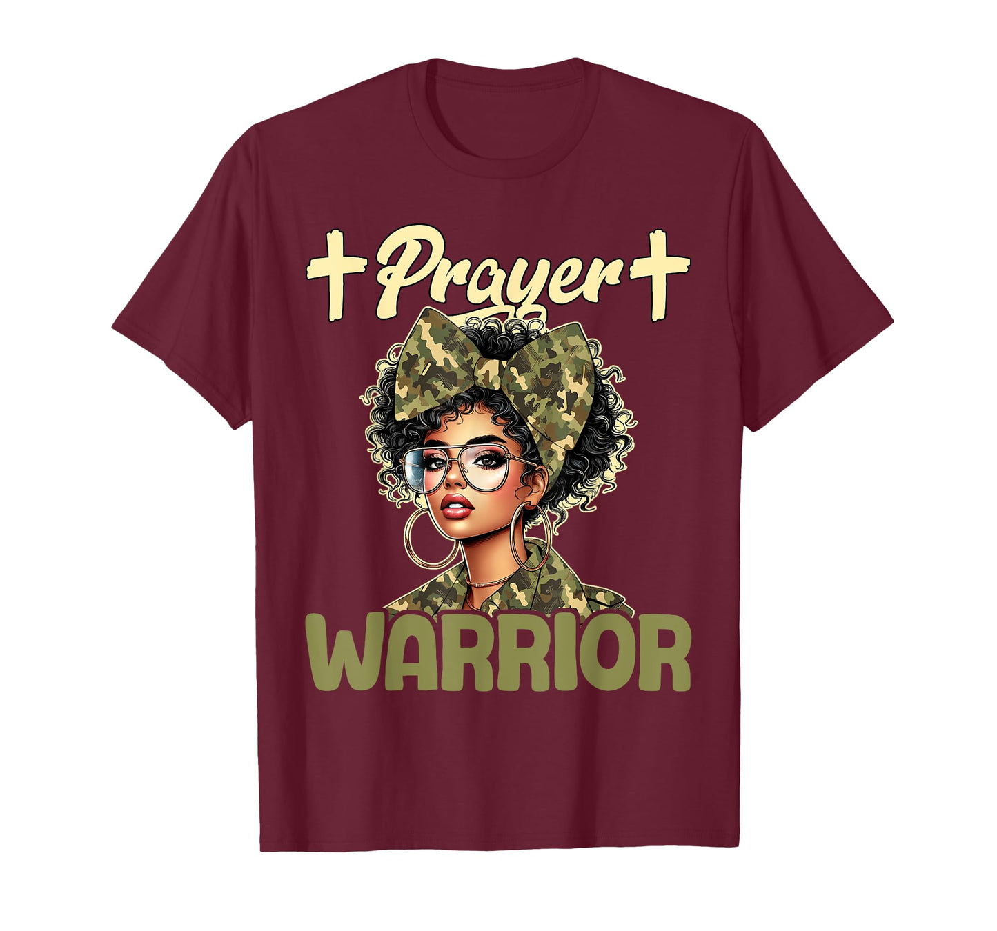 Praying Black Woman Afro Christian Sayings Prayer Warrior T-Shirt