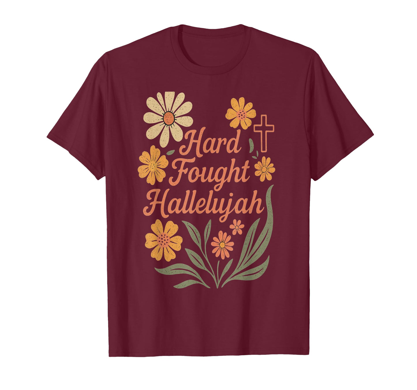 Hallelujah Hard Fought Bohemian Retro Christian T-Shirt