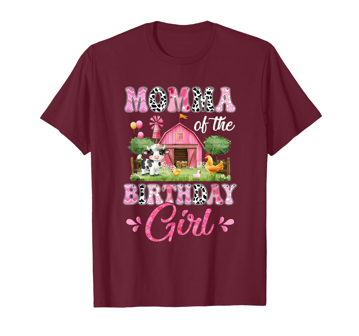 Momma Of The Birthday Girl 1St Birthday Cow Farm Family T-Shirt