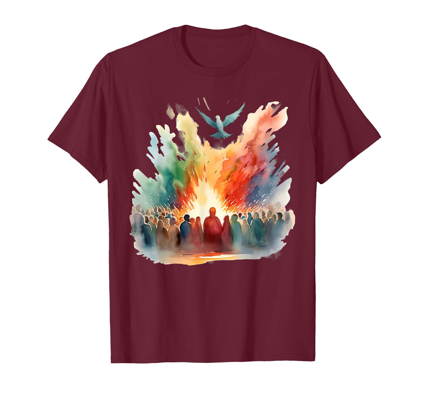 Pentecost Doves Tongues Fire Flame Holy Spirit Catholic T-Shirt