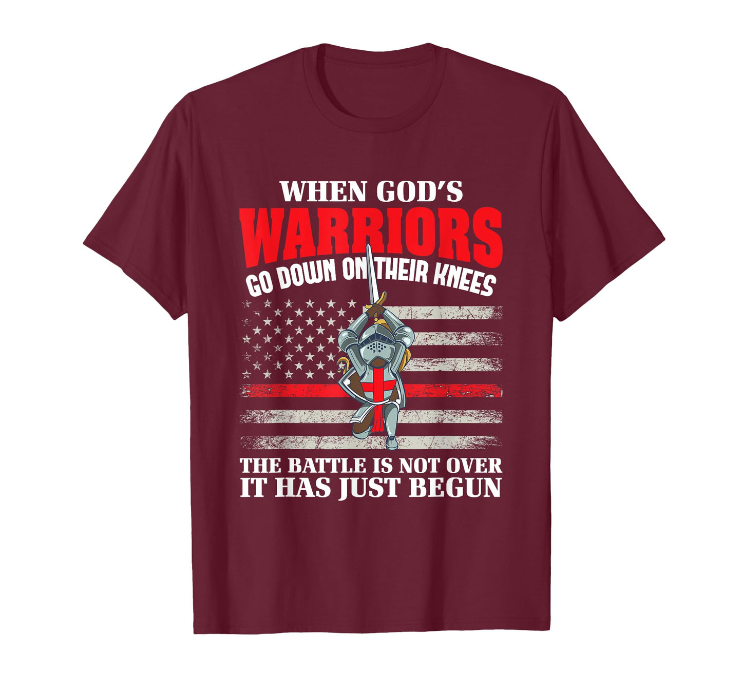 Gods Warrior Christian American Soldier US Flag Bible Prayer T-Shirt