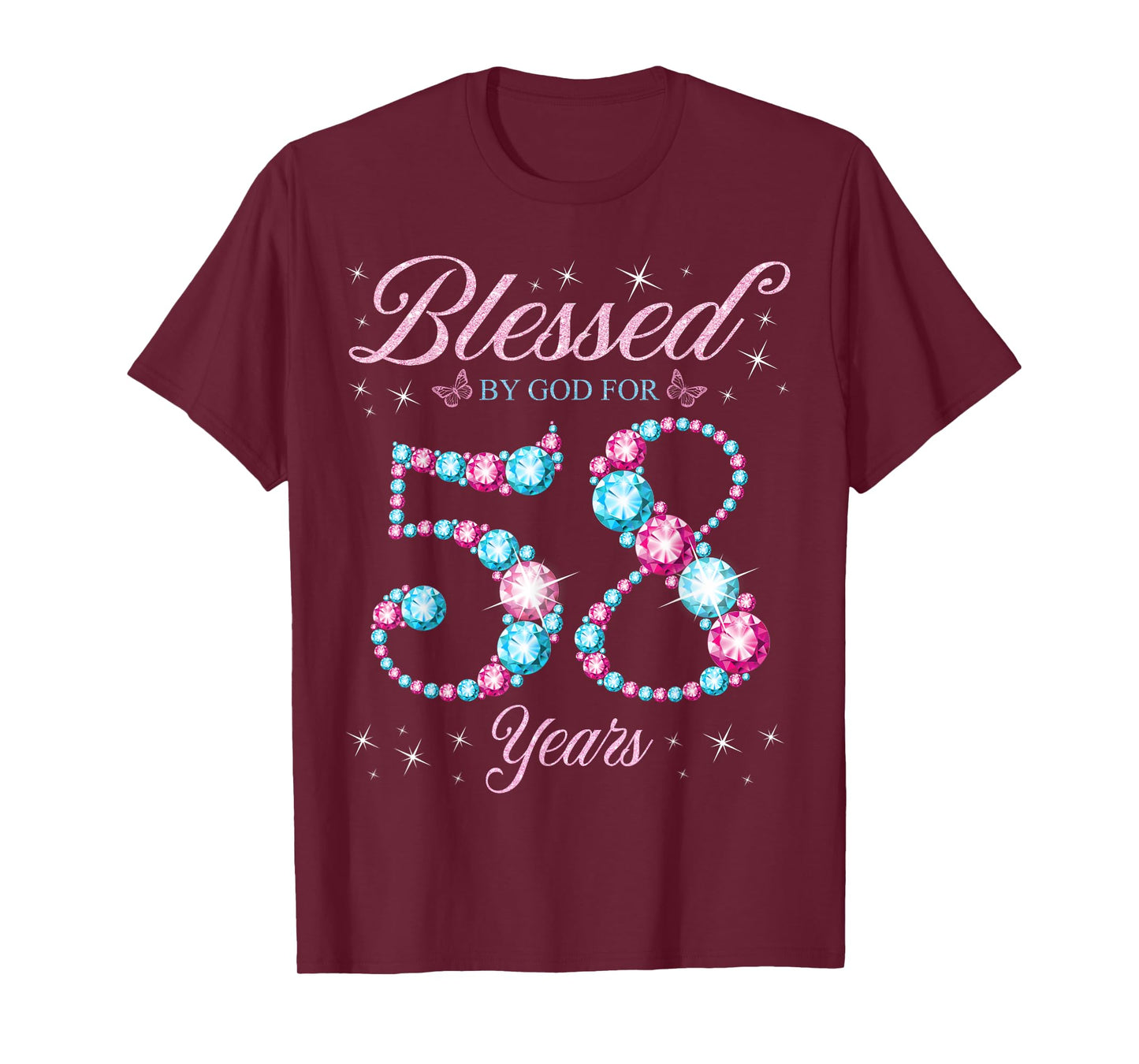Blessed By God For 58 Years Old 58th Birthday Woman Queen T-Shirt