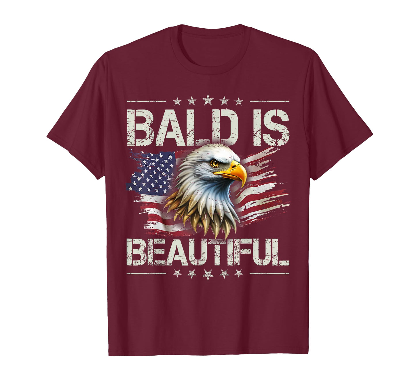 Bald Is Beautiful 4th of July Independence Day America Eagle T-Shirt