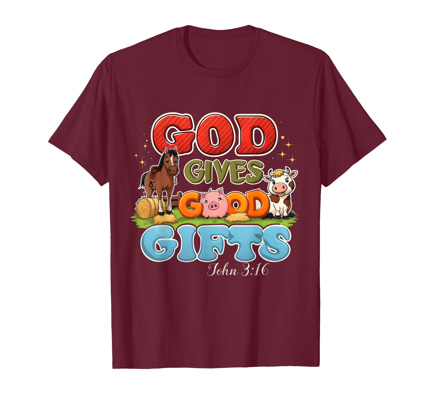 God Gives Good Gifts Farm Bible Verse Yee Haw VBS 2025 T-Shirt