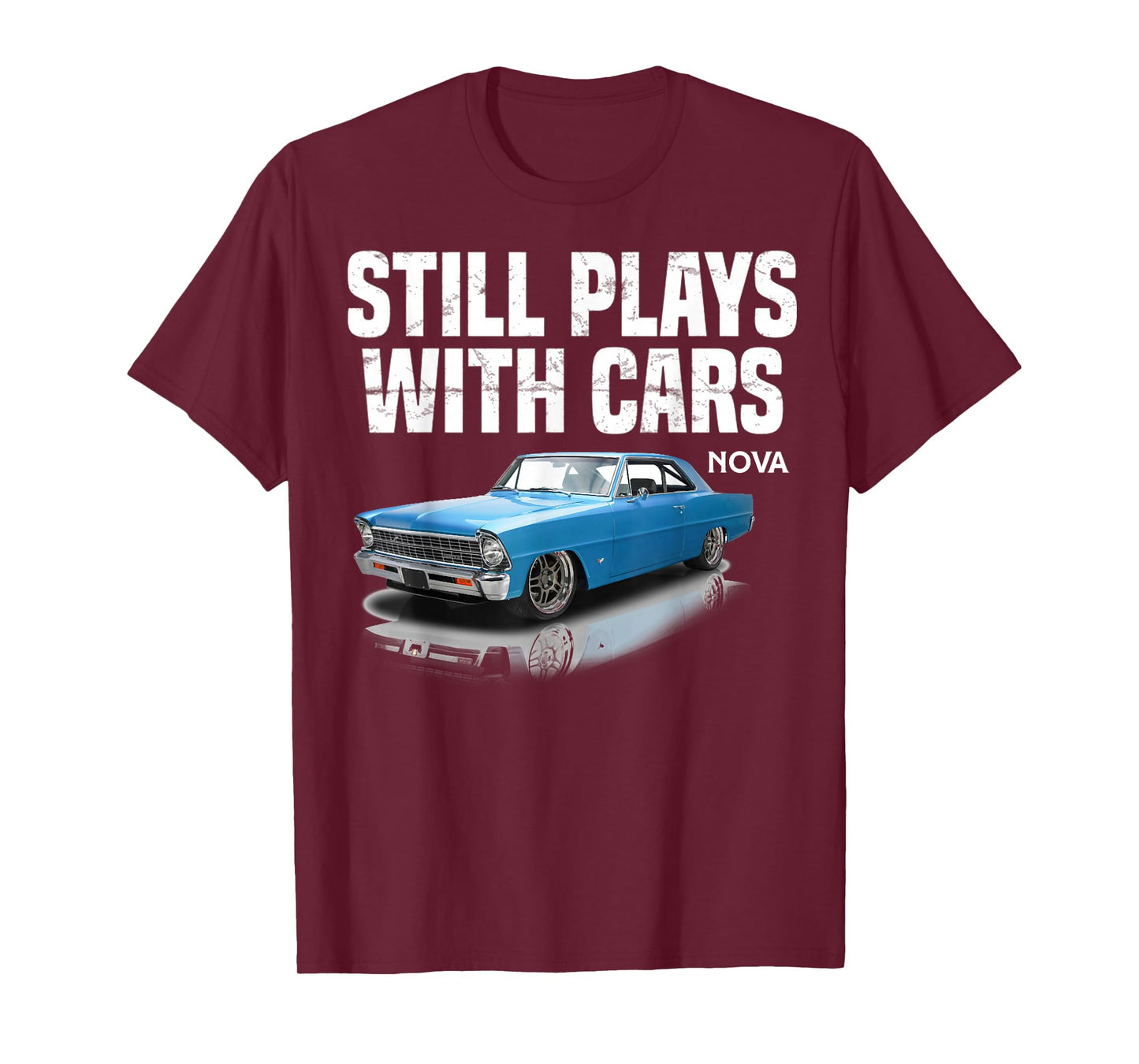 Still plays with cars nova 1967 1969 1972 blue Muscle Car T-Shirt