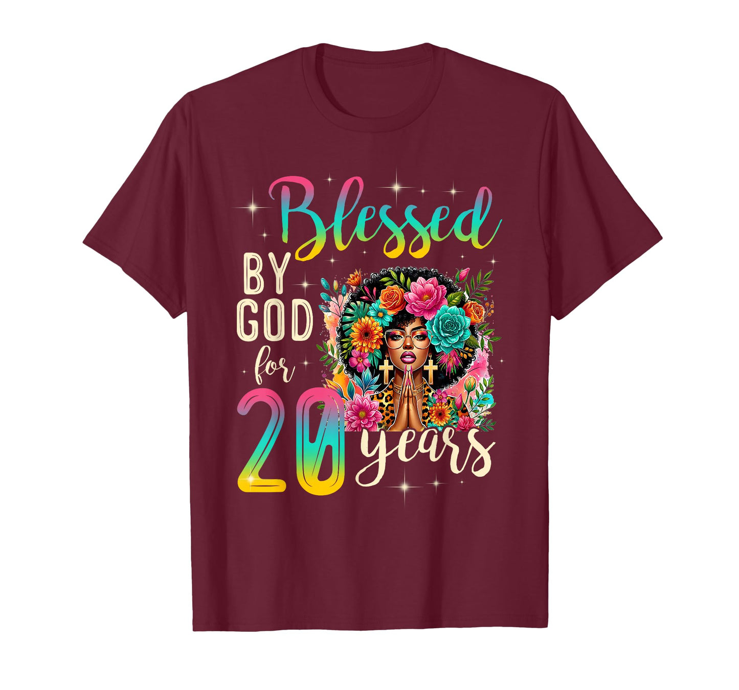 Black Girl Blessed by God for 20 Years Christian Birthday T-Shirt