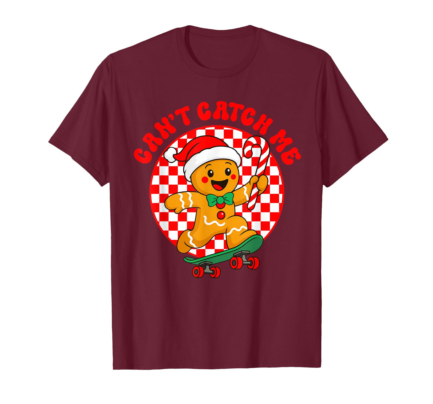 Can't Catch Me Retro Christmas Gingerbread Boy Xmas Kids T-Shirt