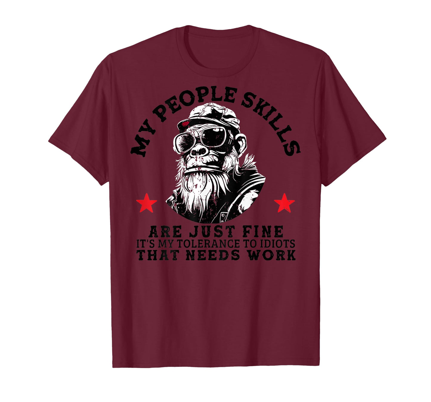 My People Skills Are Just Fine Funny Monkey (On Back) T-Shirt