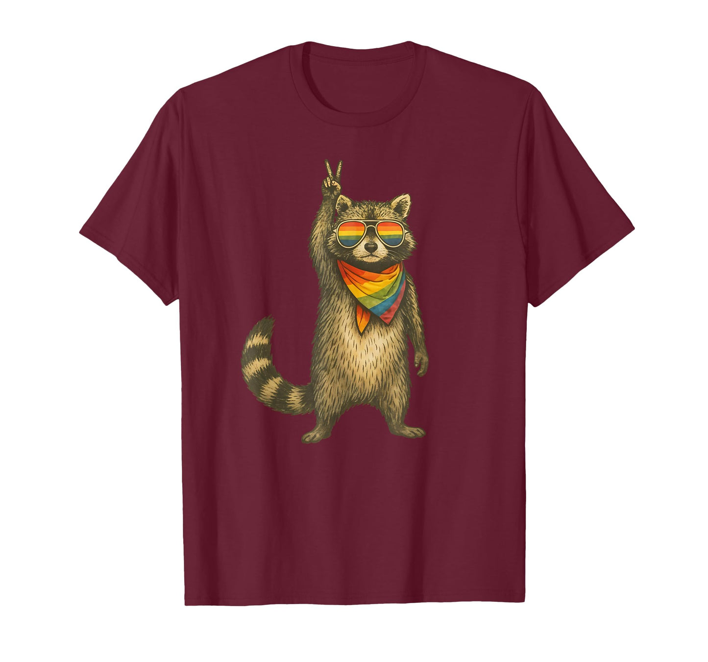 LGBT Pride Raccoon with Peaceful Vibes T-Shirt