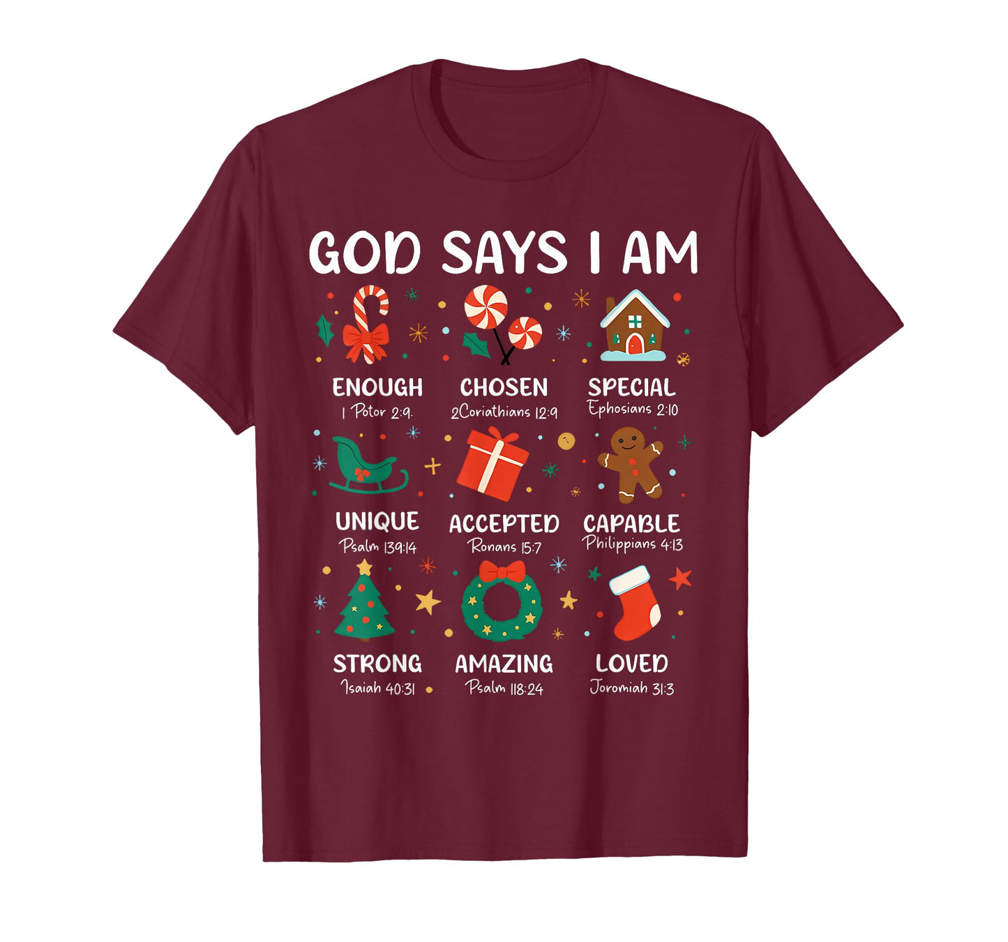 God Says I Am Cute Christmas Xmas Christian Boys Girls T-Shirt