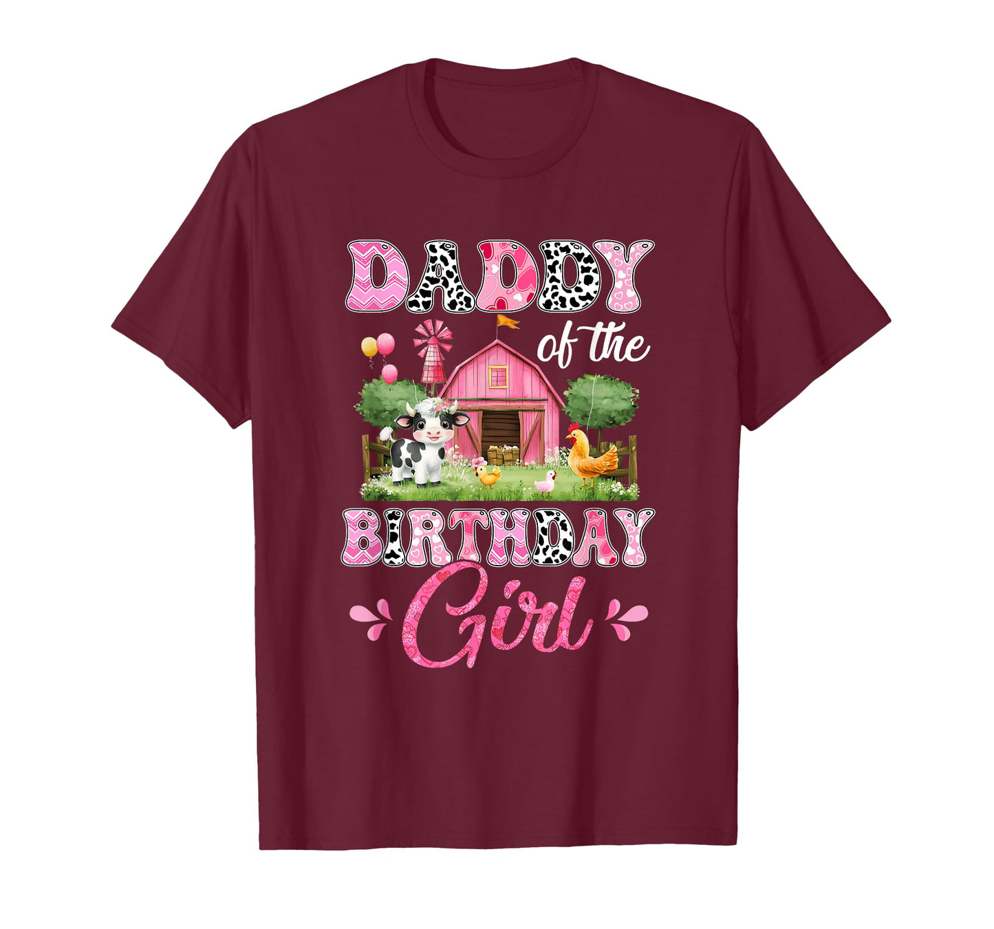 Daddy Of The Birthday Girl 1St Birthday Cow Farm Family T-Shirt