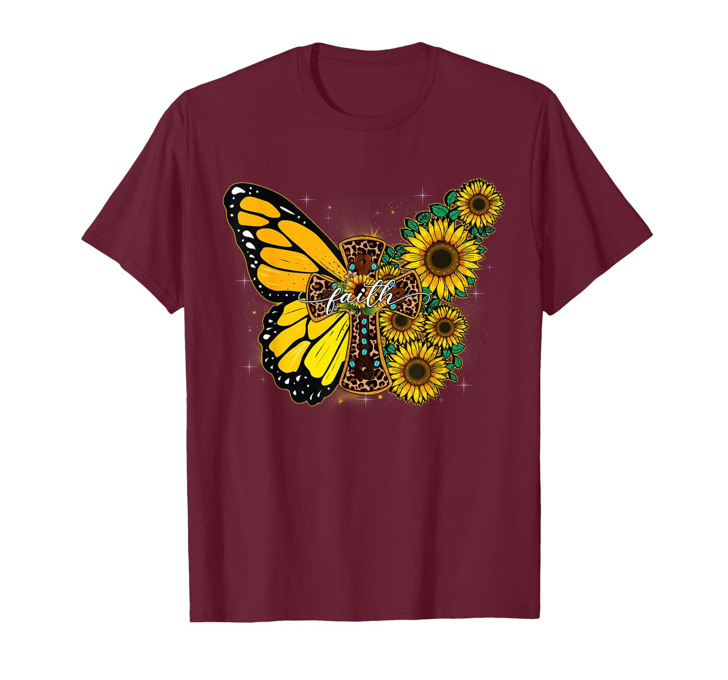 Sunflower Butterfly Jesus Christian Vintage T-Shirt