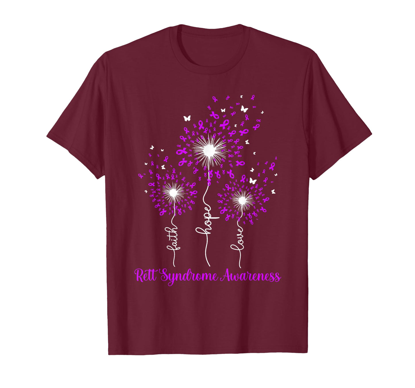 Dandelion Faith Hope Love Rett Syndrome Awareness T-Shirt