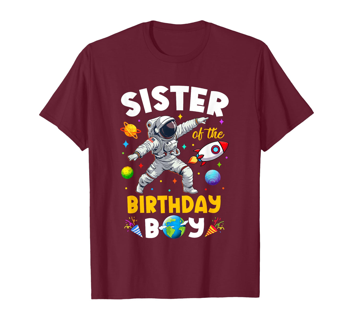 Sister Of The Birthday Boy Astronaut Outer Space Birthday T-Shirt