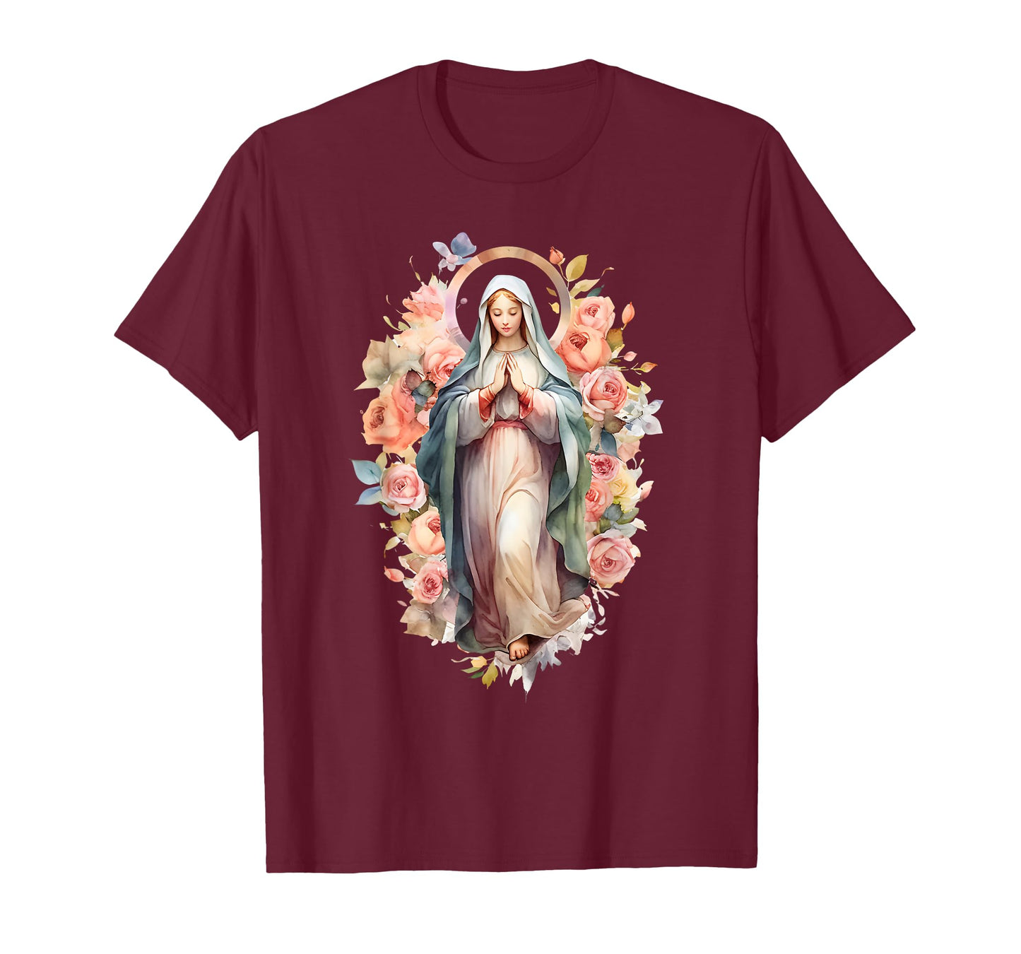 Blessed Mother Mary Mother of Jesus Roses Our Lady Catholic T-Shirt