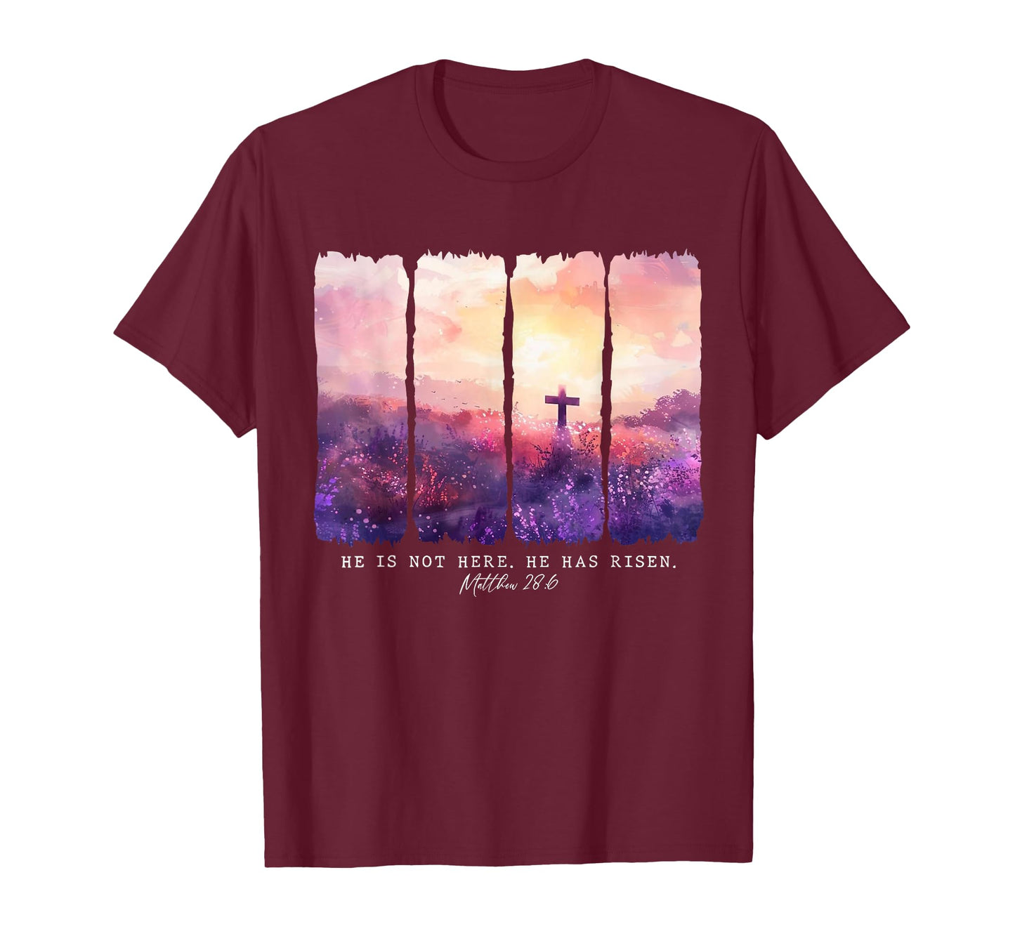 He is Not Here He Has Risen Floral Christian Bible Verse T-Shirt