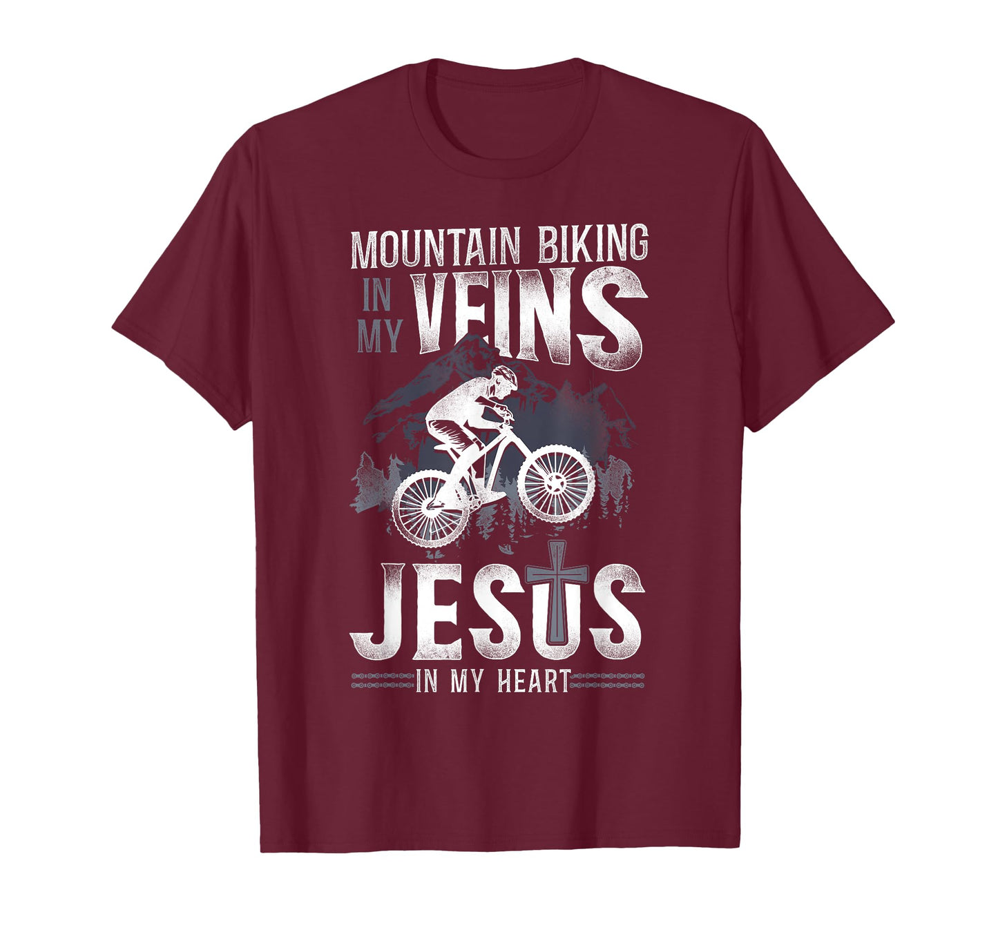 Enduro MTB Mountain Bike Riding Downhill Jesus Faith Vintage T-Shirt