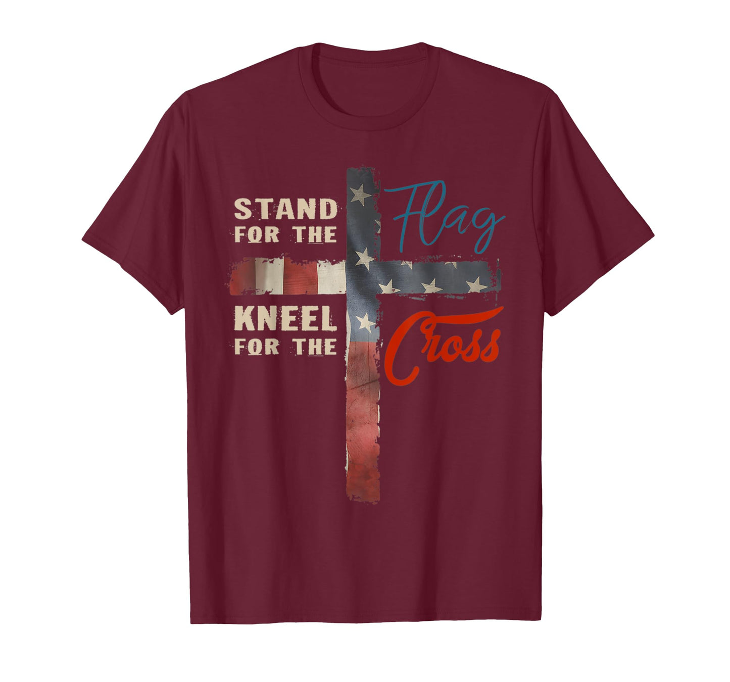 I Stand For The Flag And Kneel For The Cross American Flag T-Shirt